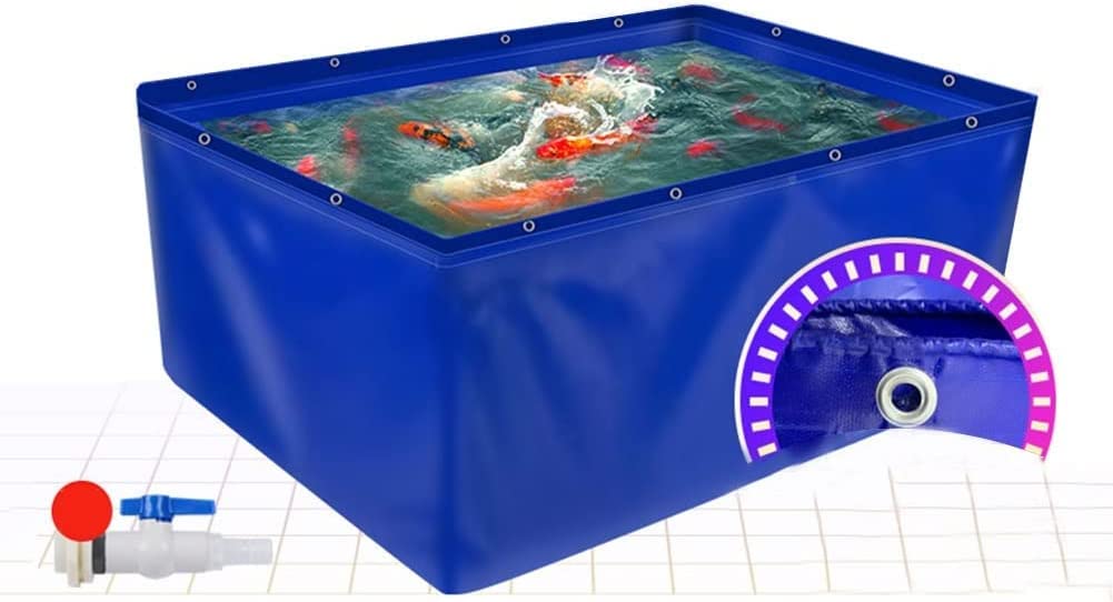 ポータブル貯水容器 屋外モバイルキャンバス貯水槽 厚みのある帆布の魚のいる池 ポータブル 貯水容器 (色 : サイズ 3x3x1m) 3x2x1m 青