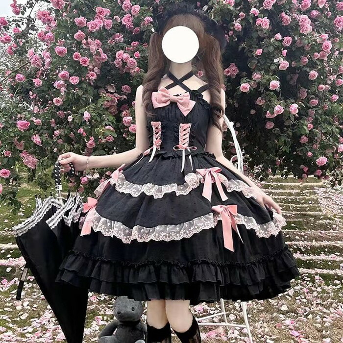 【百貨店SALE】ロリータ 黒いこと 袖なし ミニ丈 衣裳 コスプレ御召しもの ティアードスカート 御召しもの 花飾りつけ スピード競技繰り上げる ゴシックロリィタ ゴスロリ 半袖 袖付き添い人 フラウンス裾 クリスマス レディース 仮面舞踏会 翰林院祭 教養祭 出来事 dd007jcjcx0