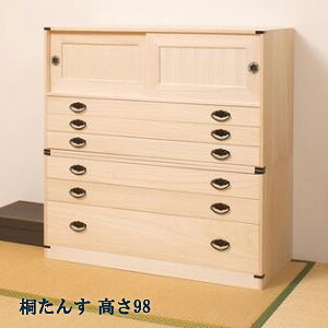 【代引料・送料無料】 桐タンス引戸3段+3段チェスト高さ98　HI-3001【smtb-s】