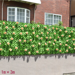 ＼ページ限定・マジッククロス付／　目隠しグリーンフェンス 1m×3m 花60個付き a31449 【送料無料】 ［花付き グリーンフェンス 3m 華やか フェイクグリーン 簡単 目隠し］