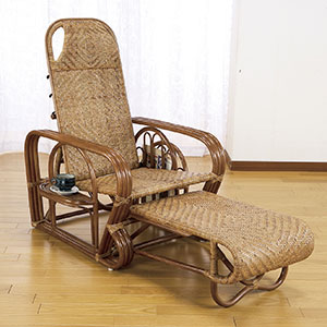 送料無料】 ラタン リクライニングチェア テーブル マガジンラック