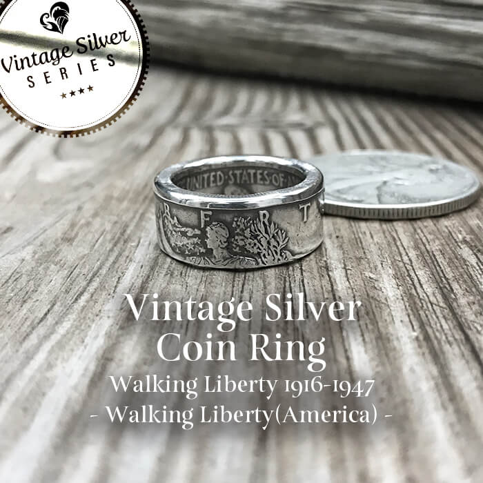 n.t.c/ntc/エヌティーシー/シルバーコインリング Walking Liberty -不穏当の吉祥天-/銀