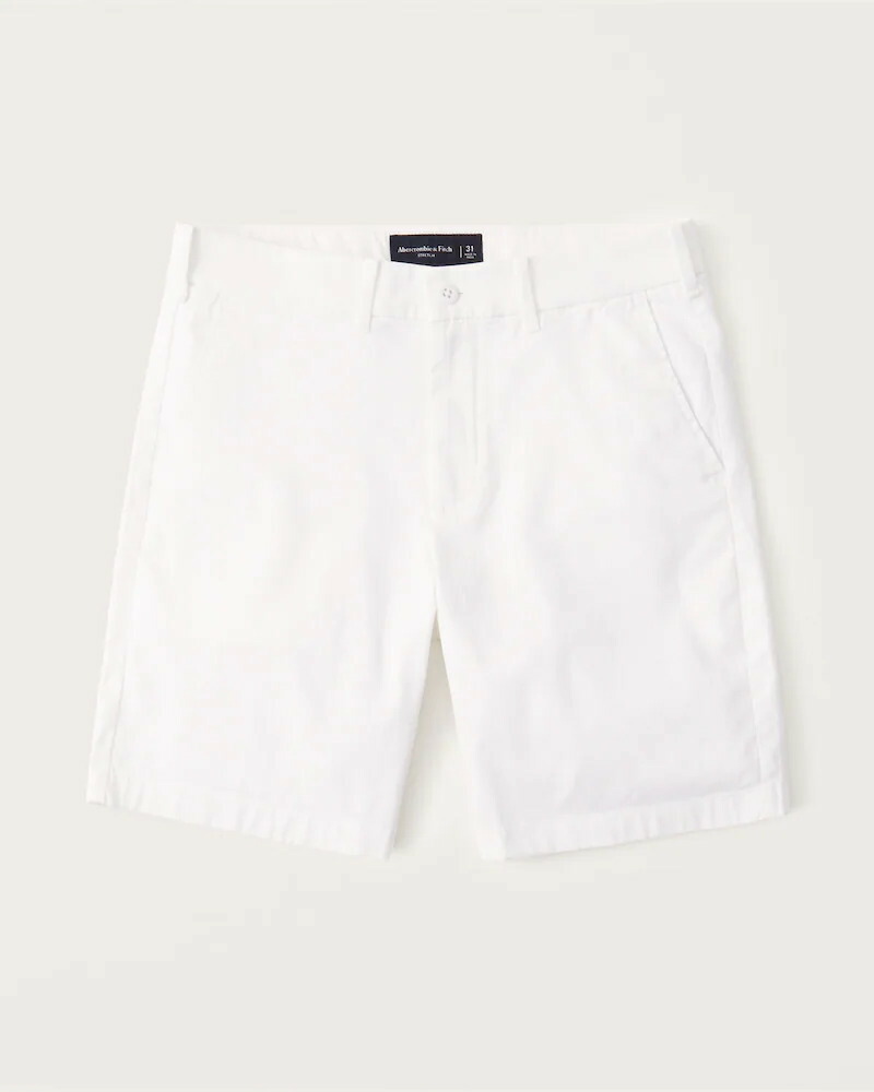 【P10倍!!要エントリー】Abercrombie&Fitch (アバクロンビー&フィッチ) プレーン フロント ショートパンツ (Plainfront Shorts) メンズ (White) 新品 (9\
