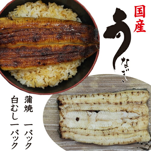 手焼き　お値打ちサイズ蒲焼き１パック・お値打ちサイズ白むし１パック　送料無料　冷蔵クール便　国産うなぎ