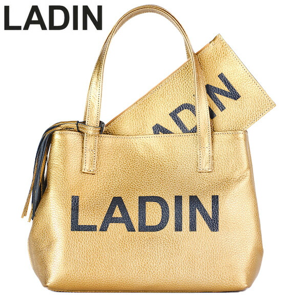 LADIN ミニトートバッグ　Gold　ジップ付ポーチ　[ラディン　姫路レザー　本革　ラウンドトート　ラウンドバッグ　ゴールド　バッグ　ユニセックス]｜Number7 ナンバーセブン ゴルフ