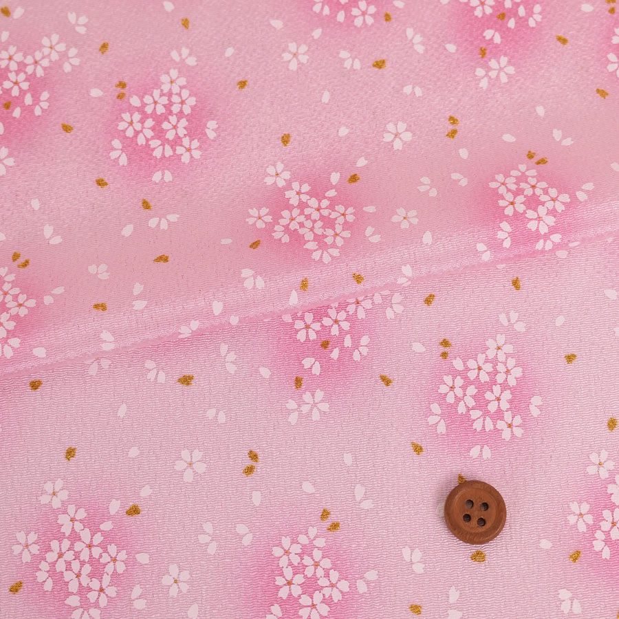 楽天市場】ちりめん生地・桜吹雪(ピンク) 10cm単位 切り売り