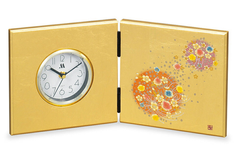 山中漆器 箔工芸 屏風時計 飛翔富士 山中漆器 屏風時計 飛翔富士（大） | 屏風時計 | 伝統工芸品