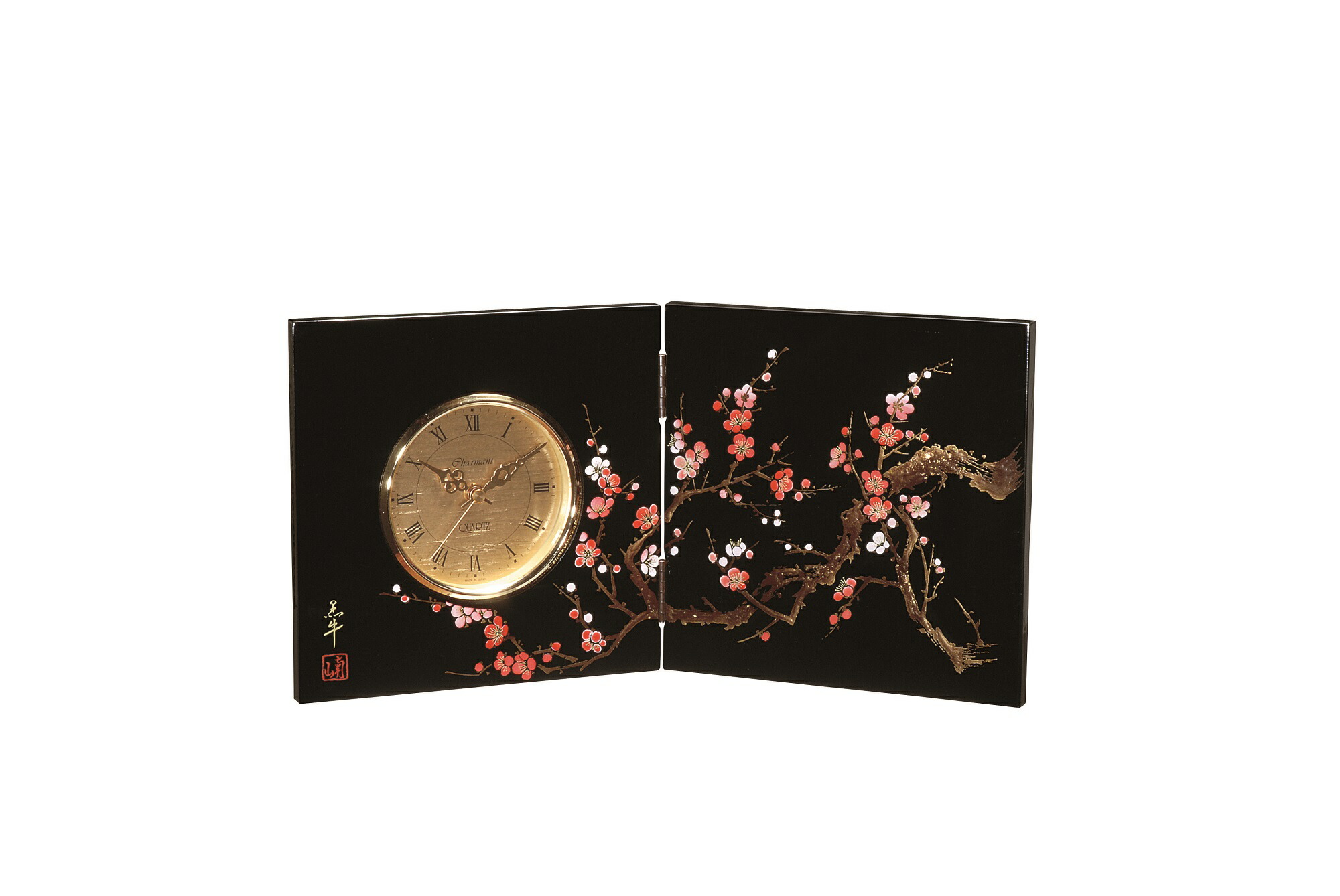 紀州塗り 屏風時計 黒 飛祥 和風 和室 おしゃれ 木目 インテリア 日本製 紀州塗り 屏風時計 黒 飛祥 和風 和室 おしゃれ 木目 インテリア 日本製