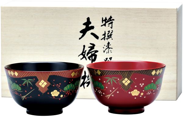楽天市場】木製 会津漆器 夫婦椀 お椀 黒 朱 羽反 しだれ桜 漆