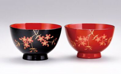楽天市場】溜内朱・朱 丸型 夫婦椀 菊紋入(漆) 2客セット ペア 木粉と