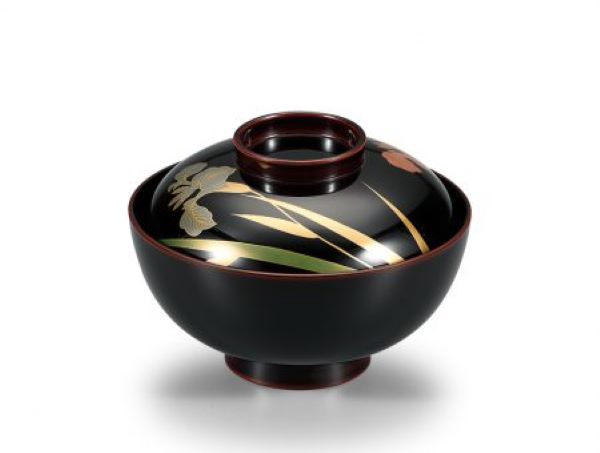 木製 越前漆器 お吸物椀 5客 あやめ 漆塗り 溜塗り 越前塗り 蒔絵 磨き お椀 蓋付き おわん【ギフト・内祝い・成人内祝い・結婚内祝い・新築祝い・お返し】【楽ギフ_包装選択】【楽ギフ_のし】【楽ギフ_のし宛書】|ぬりもの屋 井出漆器