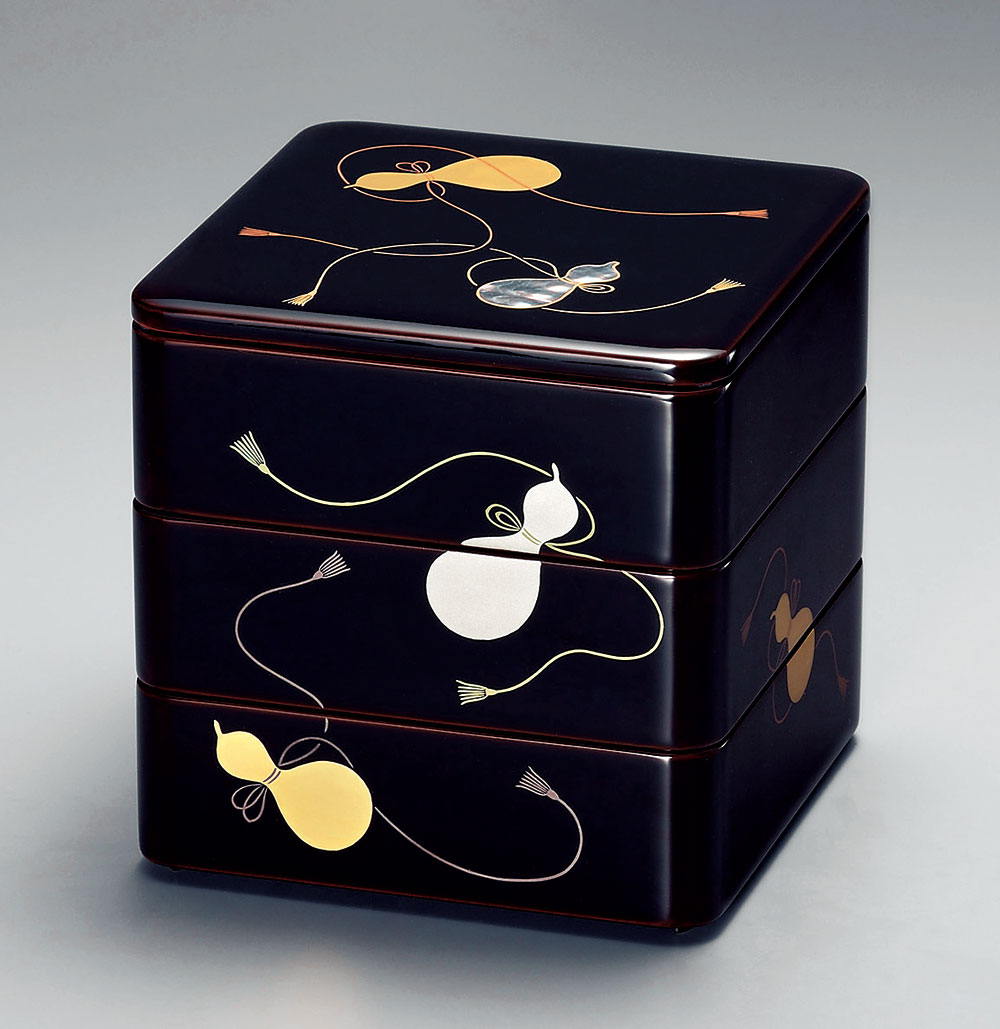 楽天市場】和食器 三段重箱 6.5 沈金 枝松 溜内朱 越前塗り 漆塗り