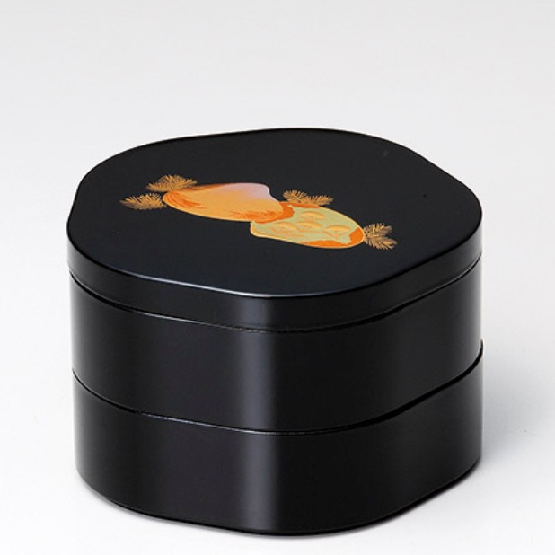 楽天市場】[お重 おせち/重箱]和食器 丸重 会津漆器 5.5寸 二段重箱 