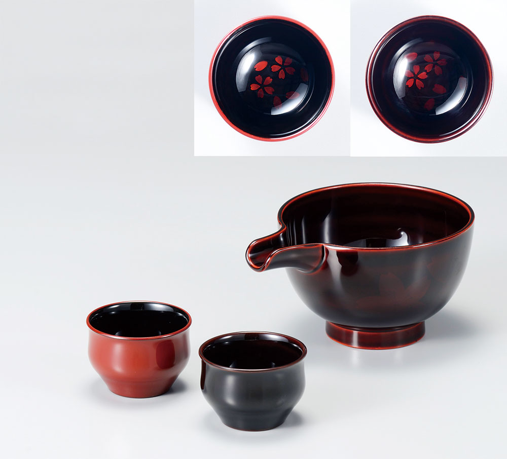 和食器 木合 酒器セット 片口 ぐい呑み さくら白檀 越前漆器 漆塗り １組【ギフト】