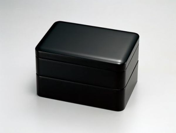 和食器 木製 長角 越前漆器 二段弁当 黒 漆塗り 越前塗り 弁当箱 2段 天然木