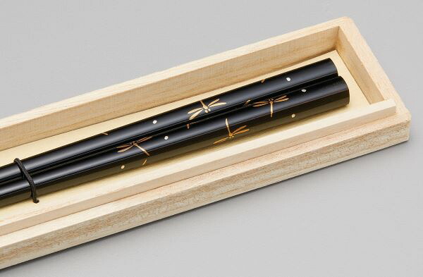 箸 トンボ 勝虫 黒 漆塗り 本金蒔絵 木製 越前塗り 桐箱入り 1膳【ギフト】【楽ギフ_包装選択】【楽ギフ_のし】【楽ギフ_のし宛書】