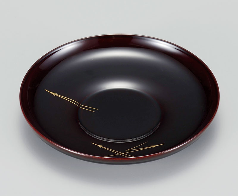 木合 越前漆器 茶托 4.2寸 5枚組 溜塗り 漆塗り 松葉 手描き蒔絵 越前塗り【ギフト】【楽ギフ_包装選択】【楽ギフ_のし】【楽ギフ_のし宛書】|ぬりもの屋 井出漆器