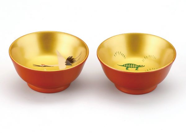 楽天市場】金地 1.8 小盃 2P 鶴亀(手描) 2客 セット 酒器 天然木製 漆+