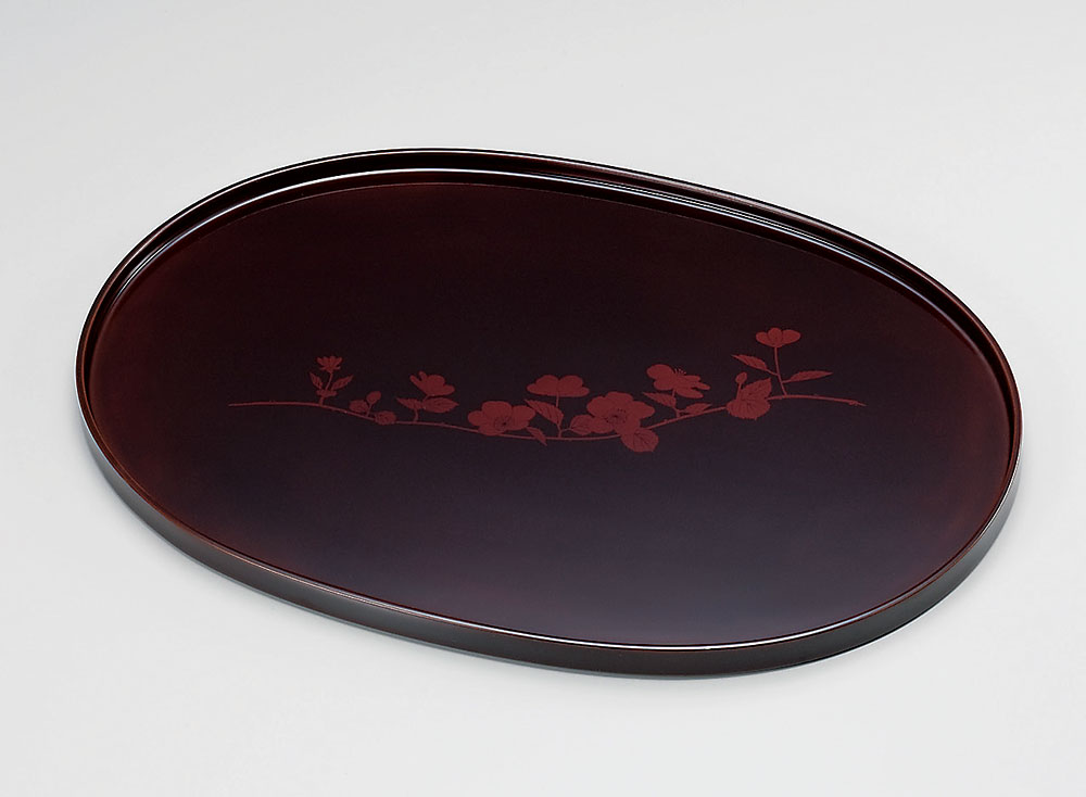 越前漆器　越前塗　祝儀盆　黒　天然木　19×27×2cm 越前塗 木製 金封盆（きんぷうぼん）9寸 黒 うるし塗