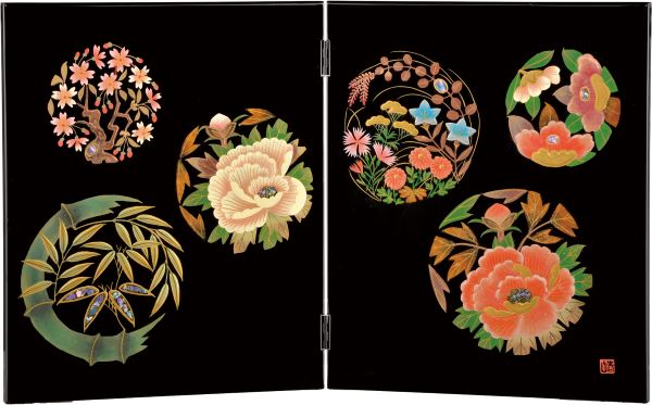 楽天市場】会津漆器 屏風 衝立 桜富士 黒 びょうぶ 木繊 会津塗り