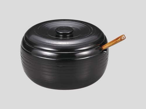飯器 お櫃 二人用 象谷 山中漆器 木製 拭き漆塗り 杓子付き 山中塗り【ギフト】