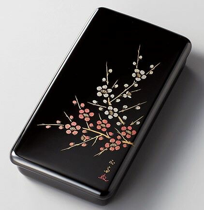 木製 越前塗師細工 硯箱 漆ペンキ塗り 沈金 紅白 梅 黒 加伏蓋  越前ペンキ塗り うるしペンキ塗り【差し上げ物・内祝い・成年者内祝い・一緒になる内祝い・造営祝賀会・しっぺい返し】【楽ギフ_荷造り選りわける】【楽ギフ_のし】【楽ギフ_のし宛書】