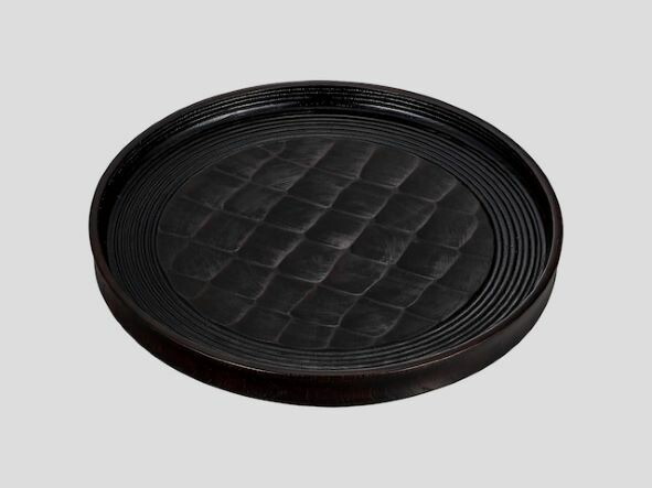 楽天市場】山中漆器 木製 8寸 丸盆 福梅 渕朱 拭き漆塗り