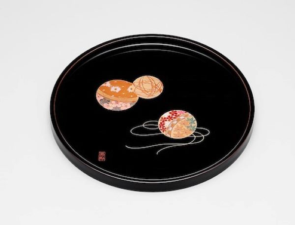 楽天市場】会津漆器 10.0 丸盆 溜塗り 金ツタ 渕太 お盆 尺0寸