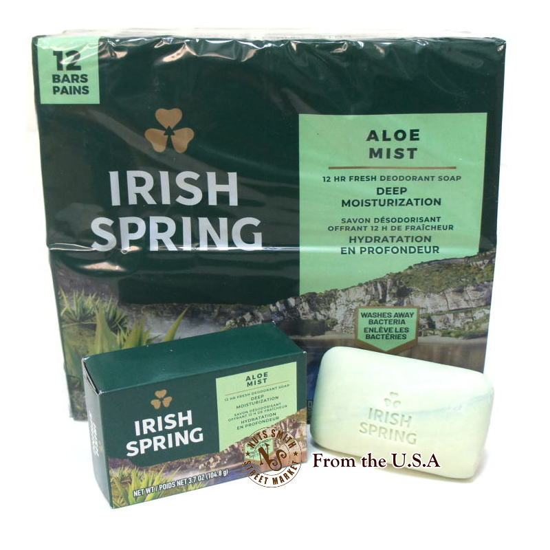 米国 Irish Spring デオドラント ソープ ALOE MIST アロエ 104.8g 固形石鹸 単品1個 アイリッシュスプリング  アメリカンライフスタイル 良い香り 身だしなみ 制汗剤 NUTS SMITH STREET MARKET