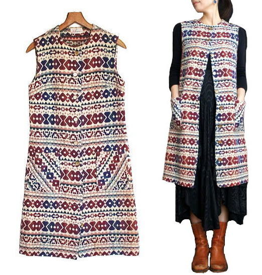 楽天市場 古着 ビンテージ 幾何学模様 ジャガード織り モッズ ワンピース 60年代 70年代 エスニック アズテック ジャカード 織り地 アメリカ 古着 レディースファッション Nuts Smith Street Market