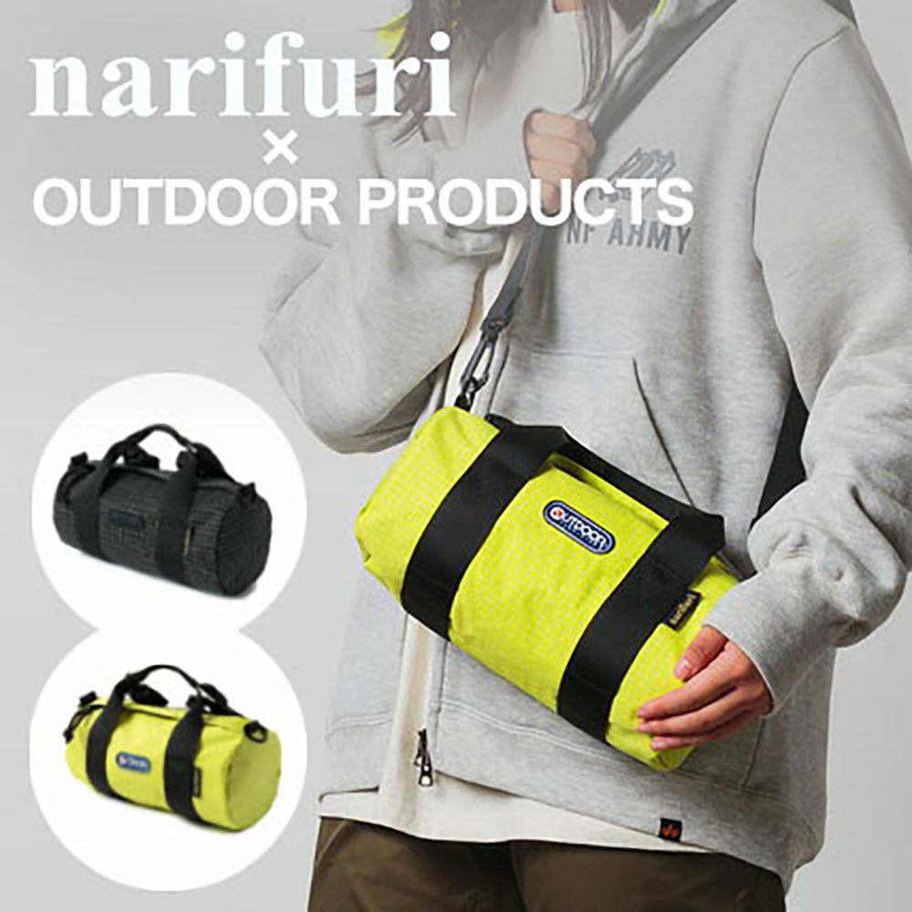 【エントリーで P10倍】ナリフリ narifuri &times; OUTDOOR PRODUCTS ハンドルドラムバッグ メンズ レディース NF0D-01 全2色 正規品｜NUTS（ファッション雑貨＆グルメ）