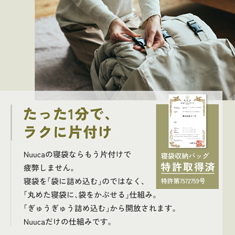 Nuuca 寝袋 防災 来客用 布団セット ヌーカスリープ【ISO国際基準 -10