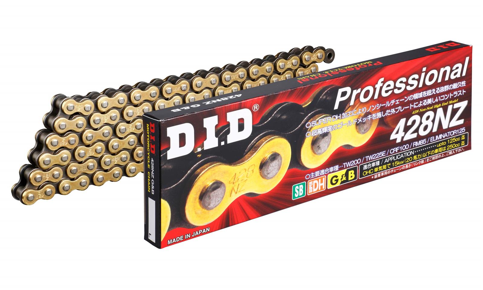 D.I.D(一緒になる産業)自動二輪車用チェーン店 ゼムクリップ合わせ目嘱する 428NZ-140RB G＆B(ゴールド＆黒いこと) SDHいの一番産業 二輪 自動二輪車用