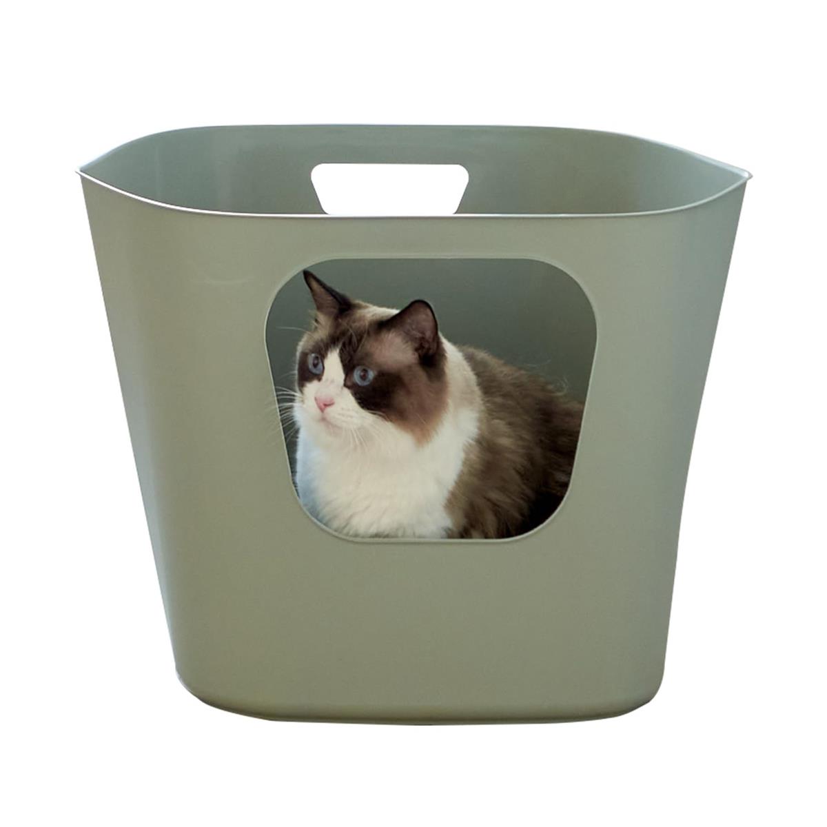 【OFT】 フレキシブルリッターボックス オリ ーブグリ ーン 猫 室内用便器 大型 98%生まれ変わりプラ スチック 大層らしい 飛び散り 押しとどめる 手持ち部分付き添い人 丸洗い能力のある