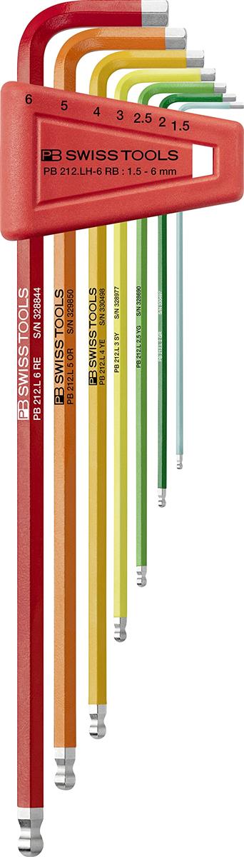 ピービースイスツールズ(PB Swiss Tools) 212LH-6RB どんぶり鉢付ロングレインボーレンチセット(容器に並べる有りの実) 虹霓鍵 212LH-6RB