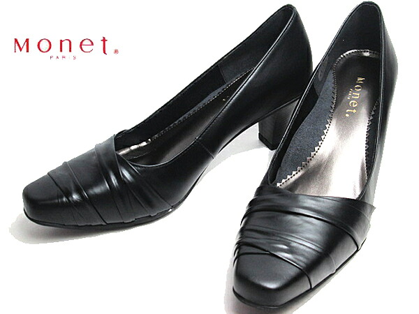【P5倍!マラソン期間!要エントリー】モネ Monet デザインパンプス ブラック レディース 靴|SHOES WAN店
