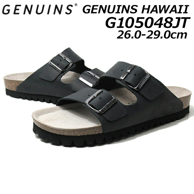 【P5倍!マラソン期間!要エントリー】 ジェニュインズ GENUINS G105048JT HAWAII OILED LEATHER BLACK サンダル メンズ 靴