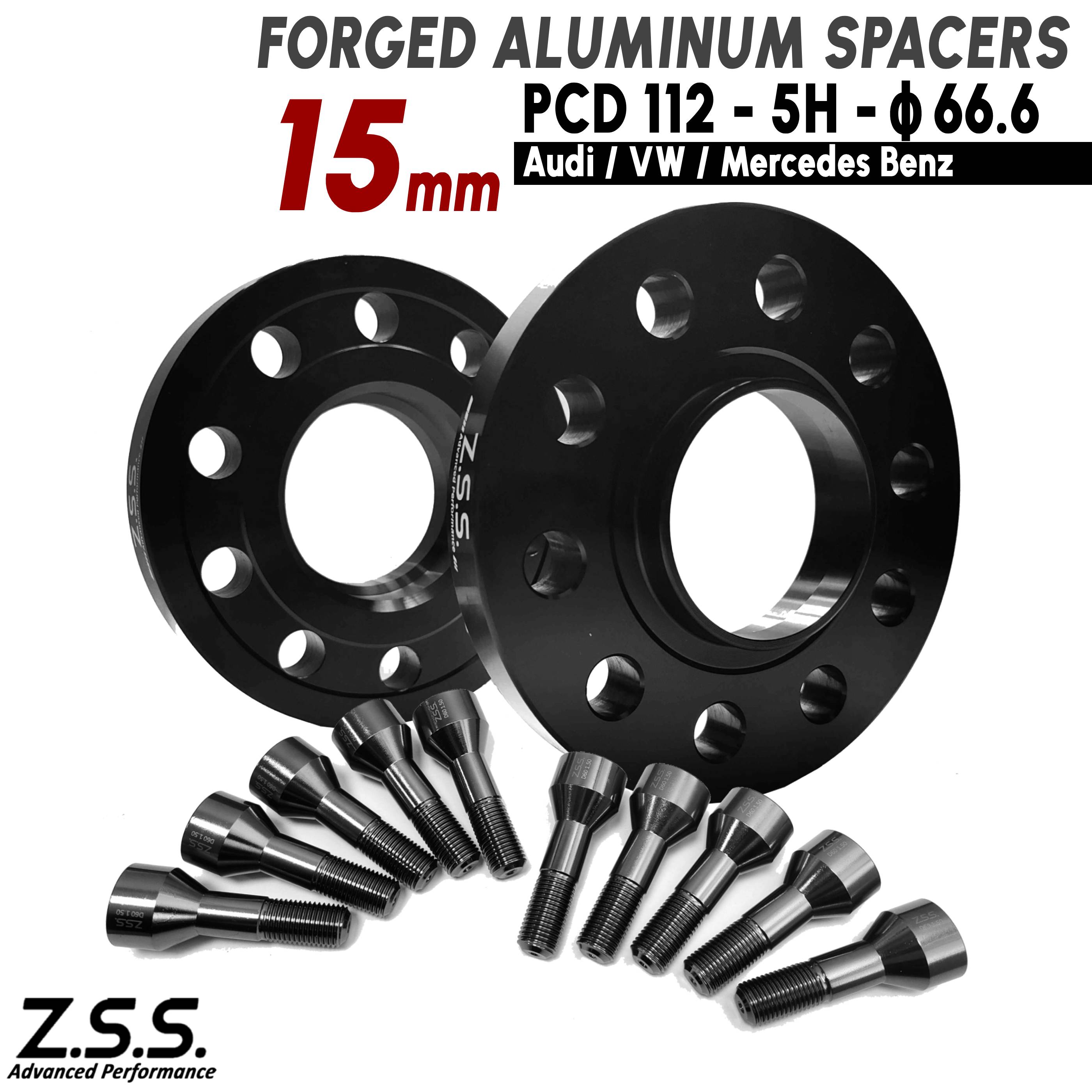 Z.S.S. AP 【チタン風ボルト付き】 アウディ AUDI 社外ホイール用 A4 B7 A5 3CA-F5DTPF 3AA-F5DDWF 3DA-F5DETF スペーサー 15mm PCD112｜わくわくファイネスト