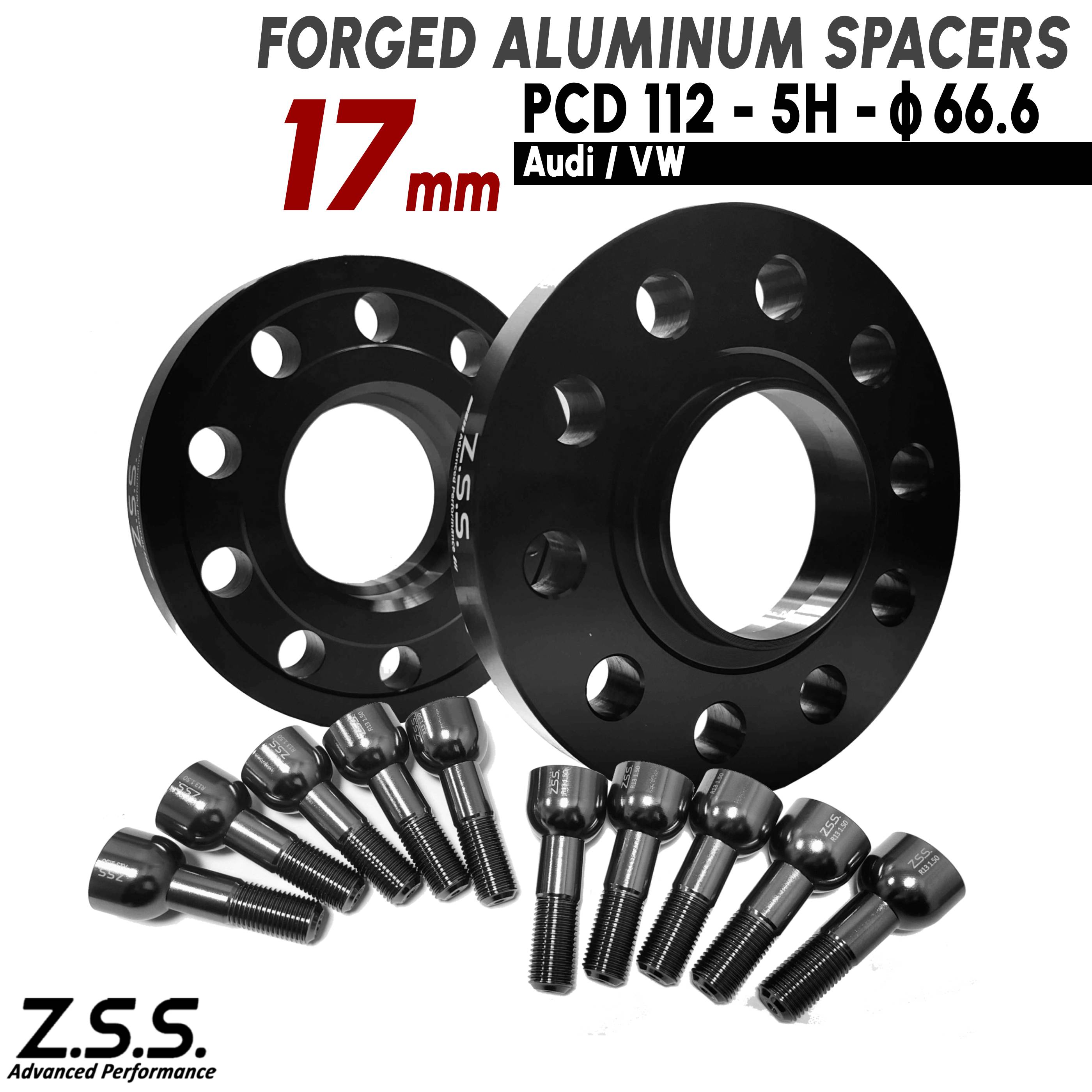 Z.S.S. AP 【チタン風ボルト付き】 アウディ AUDI A4 A5 A6 A7 A8 RS4 RS5 RS6 RS7 スペーサー 厚み17mm PCD112 5穴 ハブ径66.6φ M14xP1.5|わくわくファイネスト