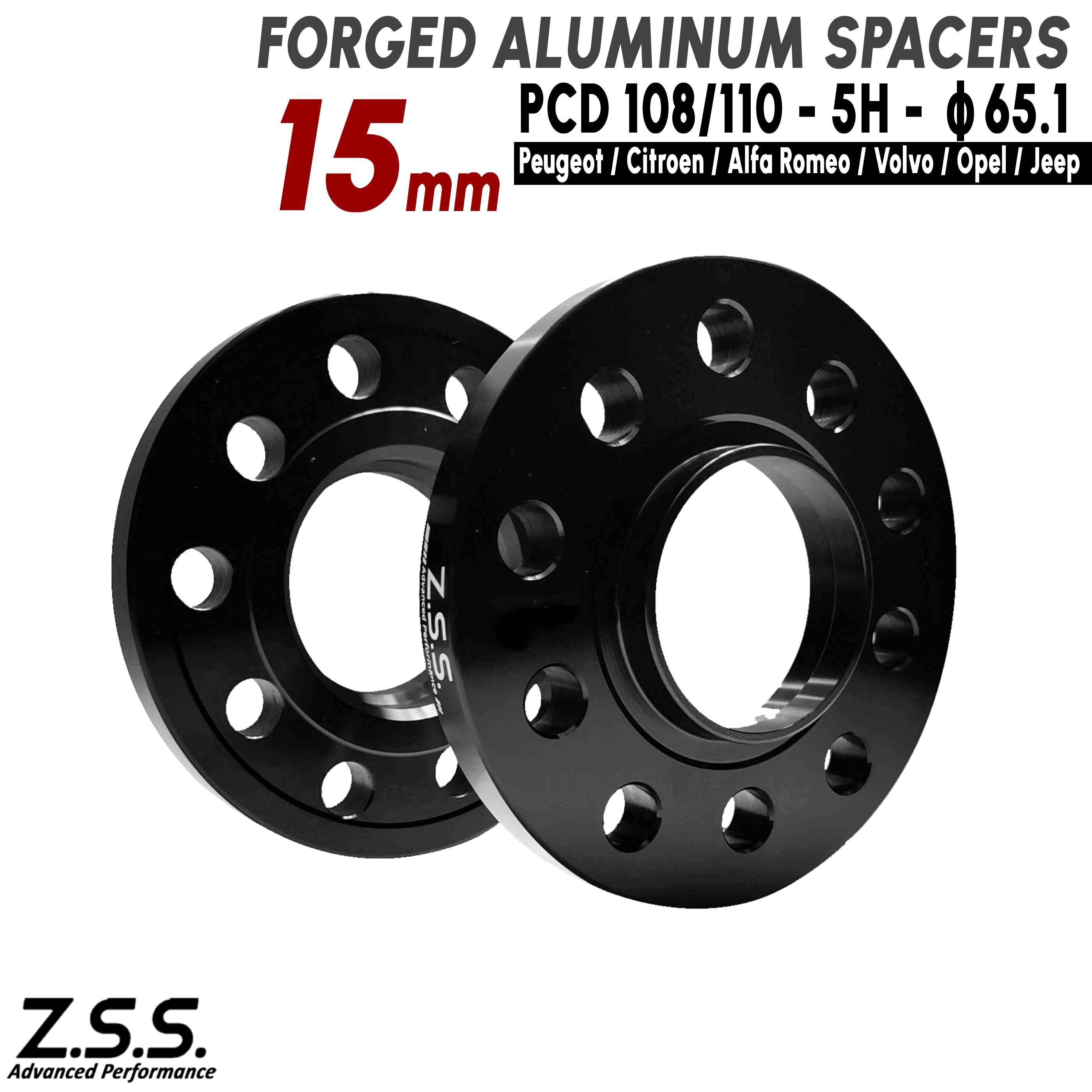 Z.S.S. AP 15mm PCD108 PCD110 5穴 5x108 5x110 ハブ径 65.1φ ワイドトレッドスペーサー スペーサー プジョー シトロエン ジープ Jeep ワイトレ ZSS