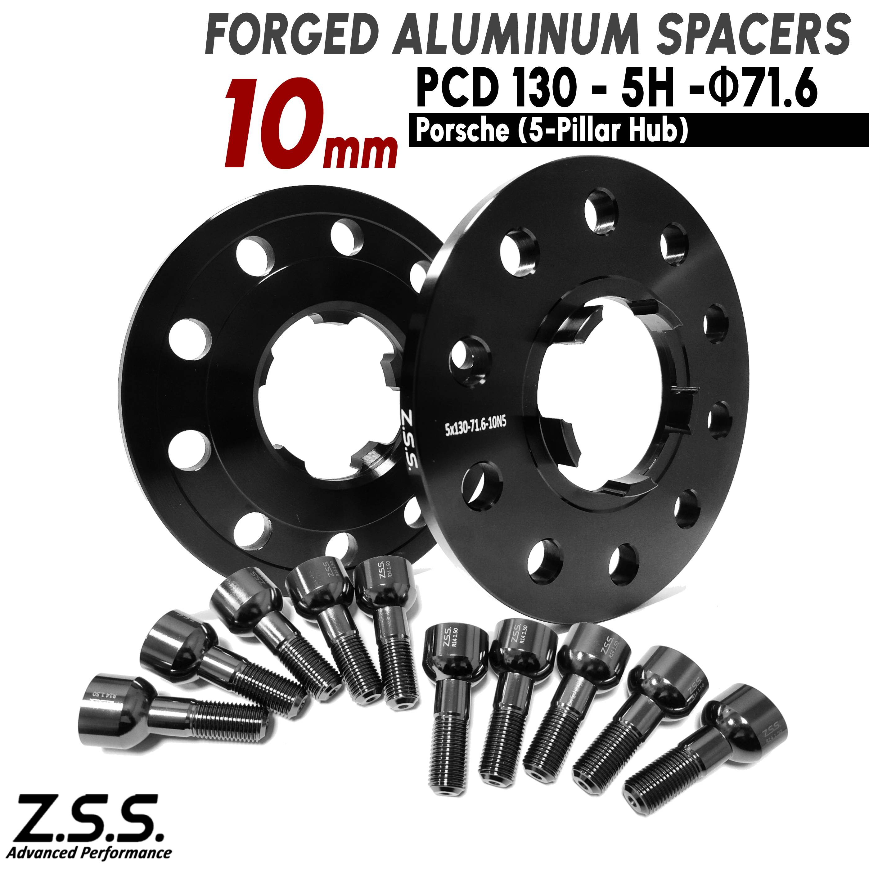 Z.S.S. AP 【チタン風ボルト付き】ポルシェ 911 (992) 2019~ Porsche 10mm 5本爪タイプ PCD130 5穴 71.6φ スペーサー 純正ホイール用 ZSS