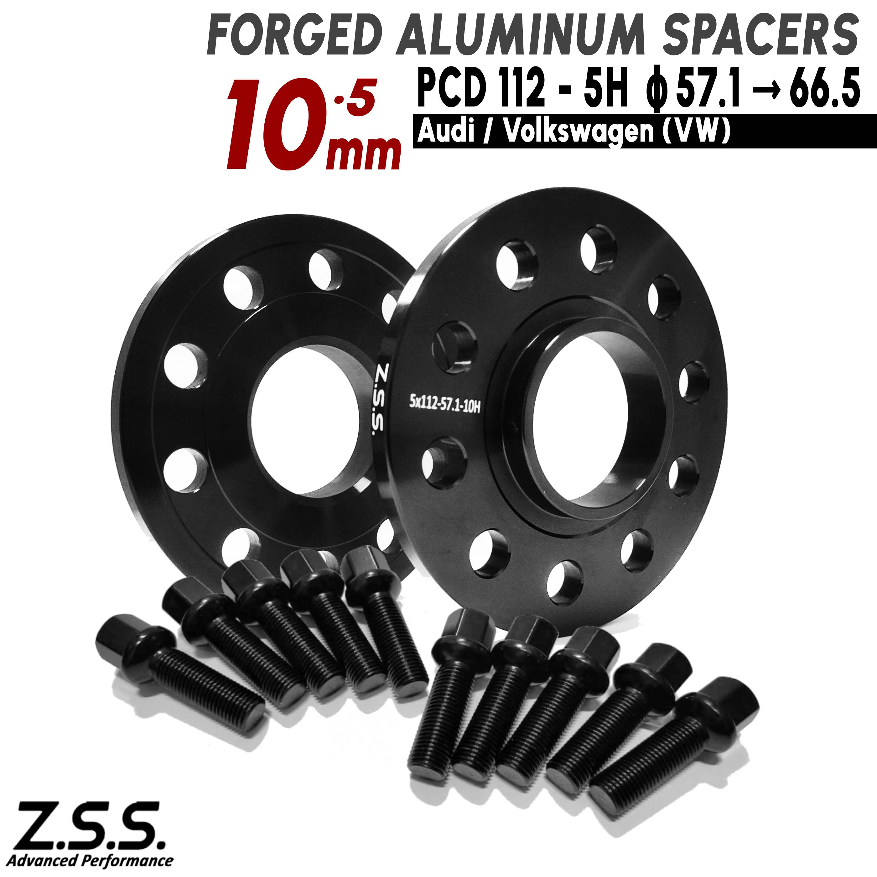 Z.S.S. AP 【ハブ径 変換スペーサー 57.1φ → 66.5φ】VW ゴルフ6 MK6 DBA-1KCTH DBA-1KCBZ DBA-1KCAX ABA-1KCDL 10mm PCD112 R13ボルト