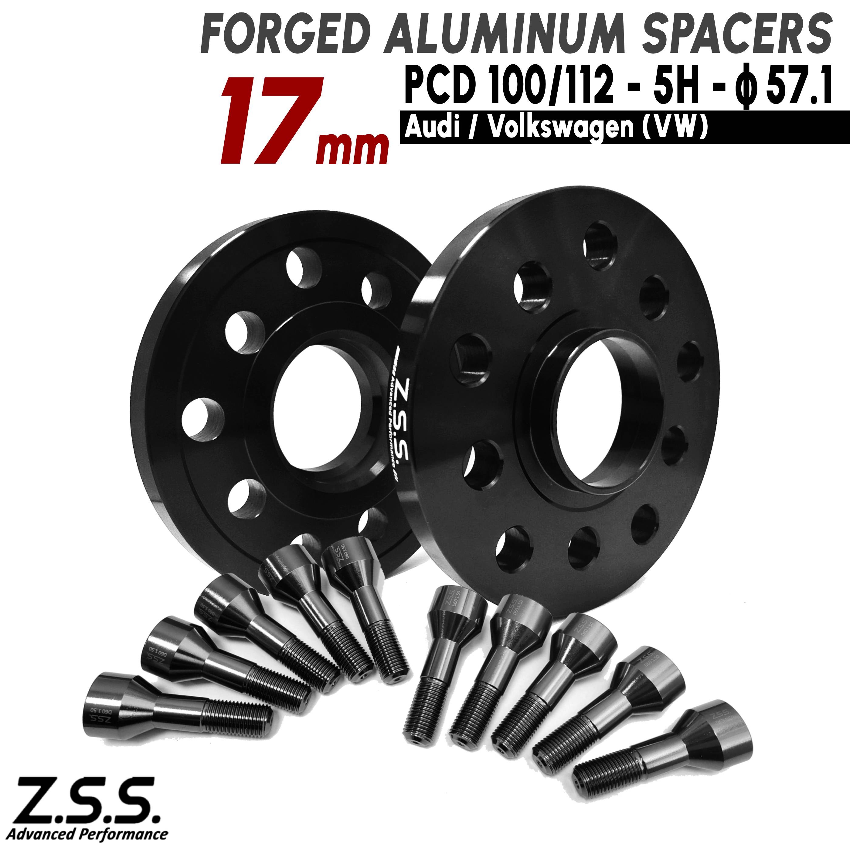 Z.S.S. AP 【チタン風ボルト付き】 フォルクスワーゲン VW ポロ クロス DBA-6RC ABA-6RCTH 社外ホイール用 17mm スペーサー 5x100 57.1φ