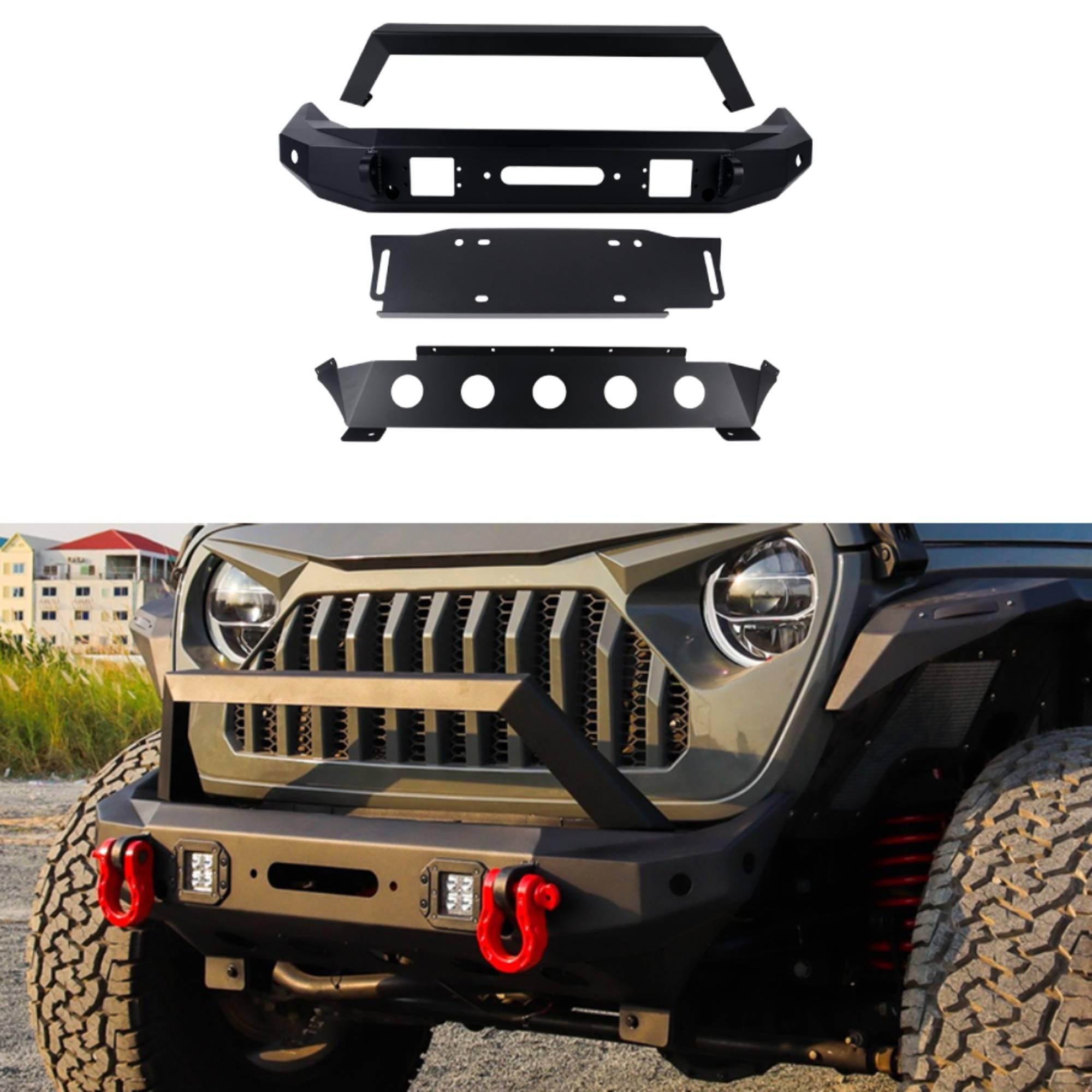 ラングラー JL フロントバンパー (WF-スタイル) ブラック 黒 スチール製 ジープ JEEP WRANGLER JL Maike