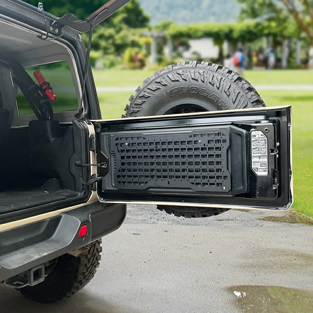 ジープ ラングラー JL JK 兼用 テールゲート 収納パネル アルミ製 ブラック JEEP WRANGLER TAILGATE TACTICAL PANEL