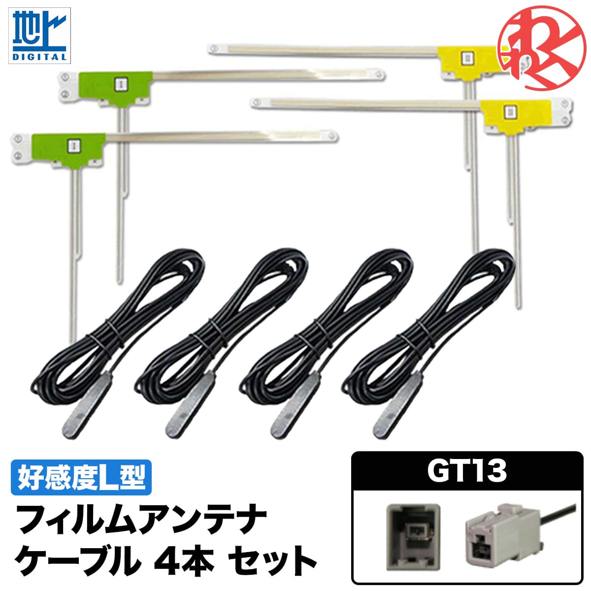 フィルムアンテナ VR1 コード 4本 GPSアンテナ+アースプレート