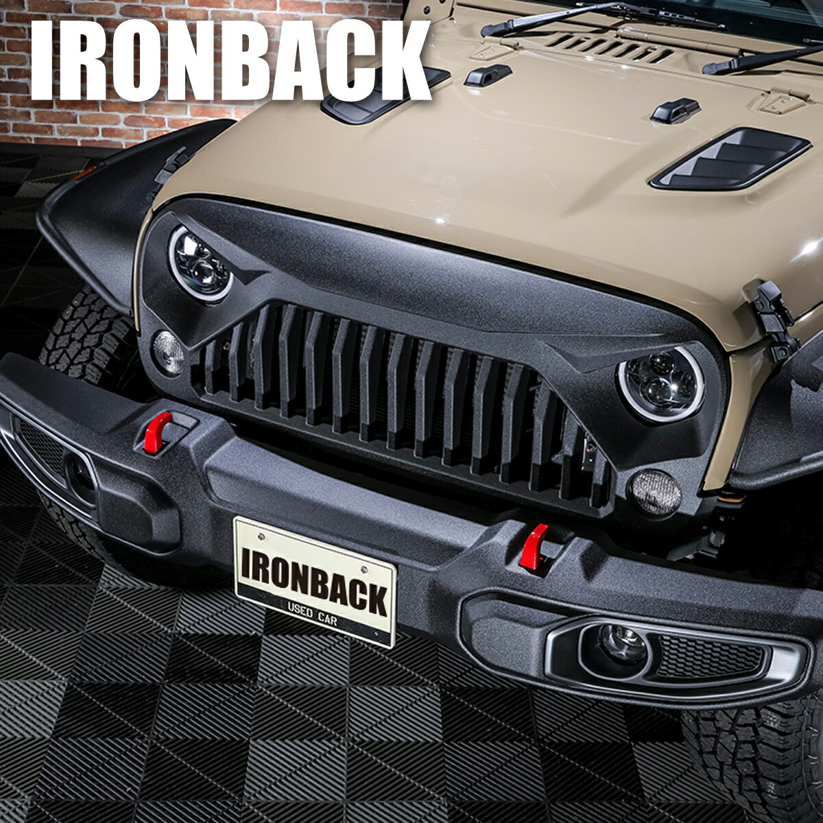 IRONBACK ラングラー JK JL 兼用 フロントバンパー ブラック 黒 ジープ センサー穴なし JEEP