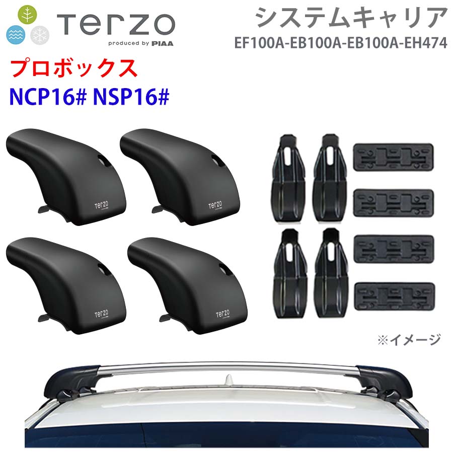 TERZO テルッツォ システムキャリア プロボックス NCP16# NSP16# 一台分 EF100A EB100A EB100A EH474 フット エアロバー シルバー 取付ホルダー E1E1