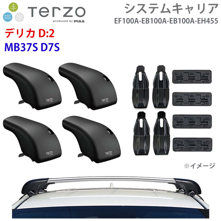 TERZO テルッツォ システムキャリア デリカ D:2 MB37S D7S 一台分 EF100A EB100A EB100A EH455 フット エアロバー シルバー 取付ホルダー E1E1