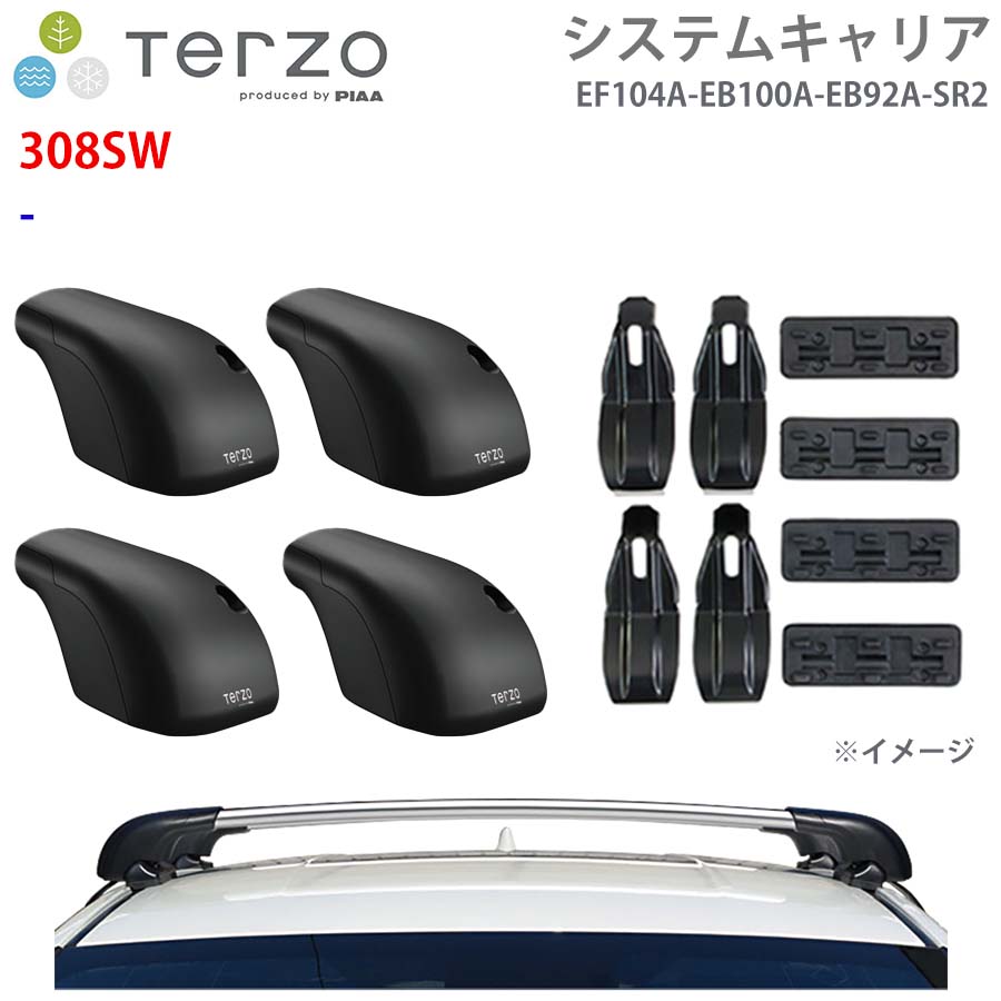TERZO テルッツォ システムキャリア 308SW 一台分 EF104A EB100A EB92A SR2 フット エアロバー シルバー 取付ホルダー E1E1